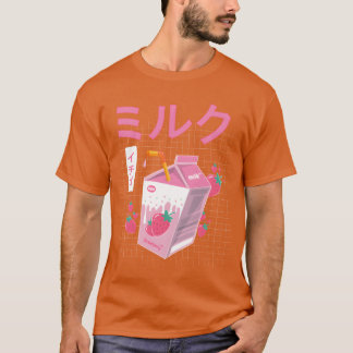 Funny Retro Japanese Kawaii Strawberry Milk Shake T-Shirt