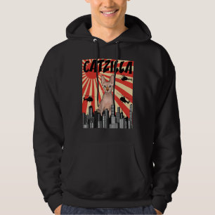 Funny Retro Japanisch Catzilla Sphynx Cat Hoodie