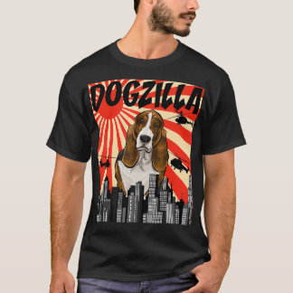 Funny Retro Japanischer Dogzilla Basset Hound T-Shirt