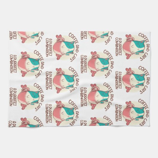 Funny Retro Kaffee und Katzen Geschirrtuch (Horizontal)