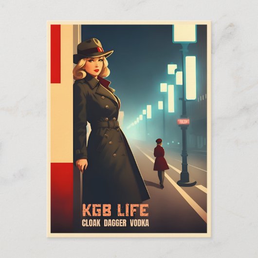 Funny Retro Kalter Krieg Sowjetunion KGB-Spaß Postkarte (Vorderseite)