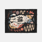 Funny Retro Kawaii Japanese Neko Cat Anime Manga L Fleecedecke (Vorderseite (Horizontal))