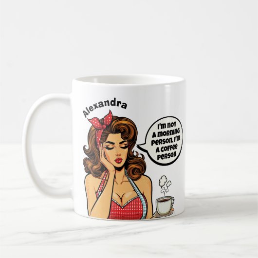 Funny Retro kein Individuelle Name am Morgen Kaffeetasse (Links)