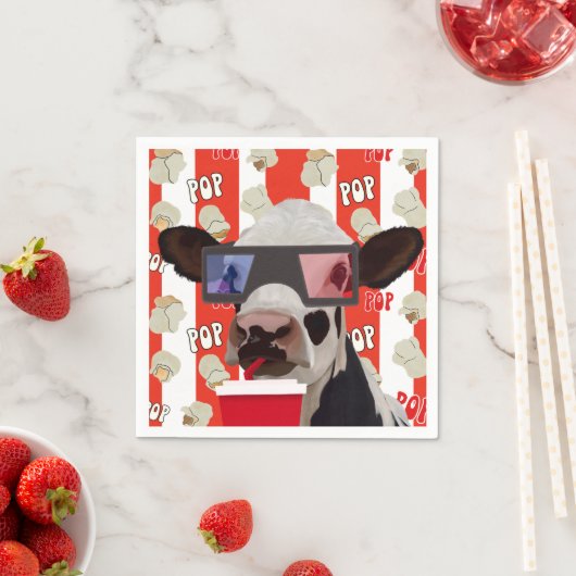 Funny Retro Kuh Popcorn Muster Serviette (Beispiel)