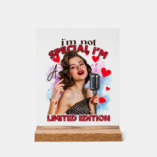 Funny Retro Lady Wortart Acrylschild (Vorderseite)