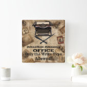 Funny Retro Man Cave Vintage Schreibmaschinenuhr Quadratische Wanduhr (Zuhause)