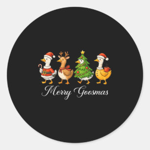 Funny Retro Merry Goosemas Christmas Albern Gans X Runder Aufkleber