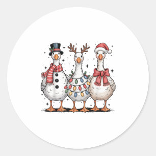 Funny Retro Merry Goosemas Christmas Albern Gans X Runder Aufkleber