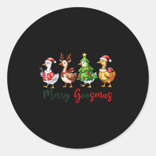 Funny Retro Merry Goosemas Christmas Albern Gans X Runder Aufkleber