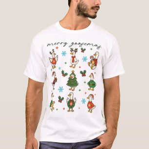 Funny Retro Merry Goosemas Christmas Albern Goose T-Shirt
