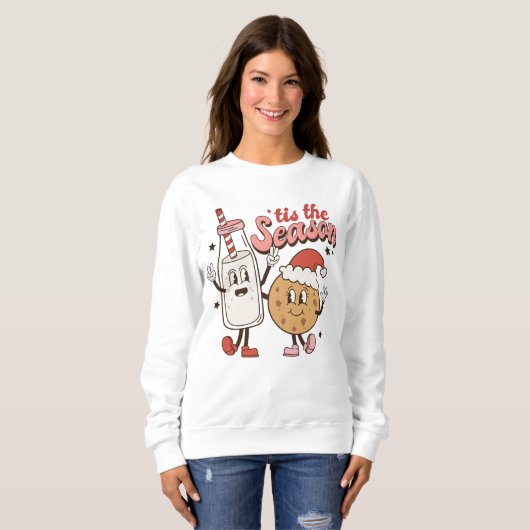 Funny Retro Milchflasche, Kekse Weihnachten Cartoo Sweatshirt (Vorne ganz)