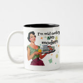 Funny Retro Mitte des Jahrhunderts Zweifarbige Tasse (Links)