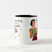 Funny Retro Mitte des Jahrhunderts Zweifarbige Tasse (Mittel)