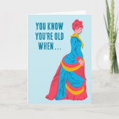 Funny Retro Mode Frau in Bustle Kleid Geburtstag Karte (Vorderseite)