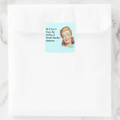 Funny Retro Morning Coffee Grumpy Lady Quadratischer Aufkleber (Tasche)