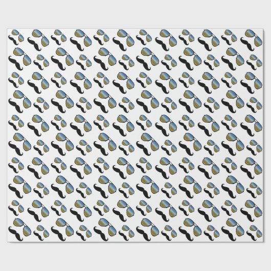 Funny Retro Mustache Sonnenbrille Geschenkpapier (Flach)