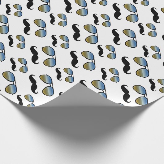 Funny Retro Mustache Sonnenbrille Geschenkpapier (Ecke)