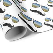 Funny Retro Mustache Sonnenbrille Geschenkpapier (Rolleneckpunkt)
