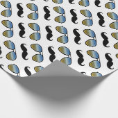 Funny Retro Mustache Sonnenbrille Geschenkpapier (Ecke)