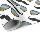 Funny Retro Mustache Sonnenbrille Geschenkpapier (Rolleneckpunkt)