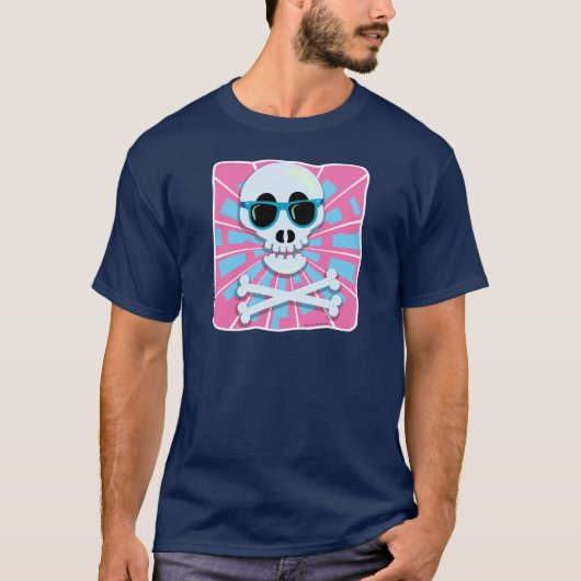 Funny Retro New Wave Skull Design T-Shirt (Vorderseite)