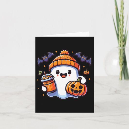 Funny Retro Niedlich Halloween Ghost Pumpkin Ghost Karte (Vorderseite)