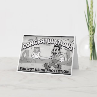 Funny Retro "Not Using Protection" Baby Card Dankeskarte