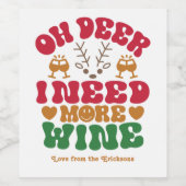 Funny Retro "Oh Deer I Neve Wine" Weihnachten Weinetikett (Einzelnes Label)