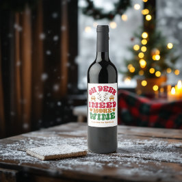 Funny Retro "Oh Deer I Neve Wine" Weihnachten Weinetikett