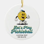 Funny Retro Pickleball Cartoon Mascot Custom Keramik Ornament (Vorne)