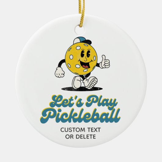 Funny Retro Pickleball Cartoon Mascot Custom Keramik Ornament (Vorne)