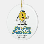 Funny Retro Pickleball Cartoon Mascot Custom Keramik Ornament (Links)