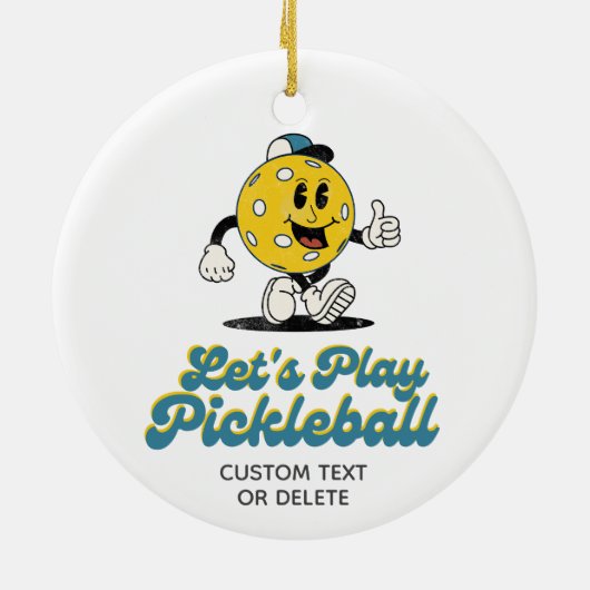 Funny Retro Pickleball Cartoon Mascot Custom Keramik Ornament (Hinten)