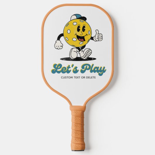 Funny Retro Pickleball Cartoon Mascot Personalisie Schläger (Vorderseite)