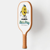 Funny Retro Pickleball Cartoon Mascot Personalisie Schläger (Links)