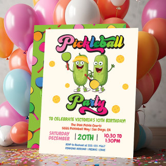 Funny Retro Pickleball Party Einladung