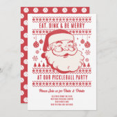 Funny Retro Pickleball Weihnachts-Party Einladung (Vorne/Hinten)