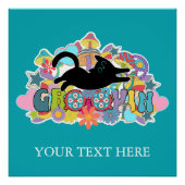 Funny Retro Pilze Groovin Blume Schwarze Katze Poster (Vorderseite)