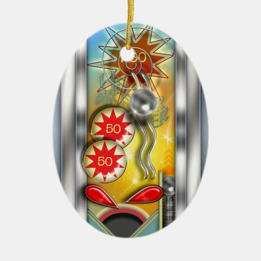 Funny Retro Pinball Maschine Personalisiert Keramikornament (Vorne)