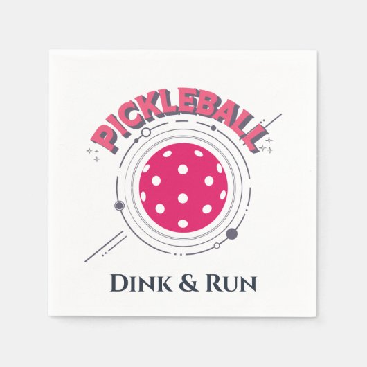 Funny Retro Pink Dink & Run Pickleball Serviette (Vorderseite)