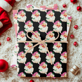 Funny Retro Pink Weihnachtsmann Weihnachten Weihna Geschenkpapier Set