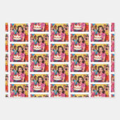 Funny Retro Pop Art Birthday Party Surprise Geschenkpapier Set (Vorderseite)