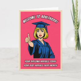 Funny Retro Pop Art College Graduation Humor Karte