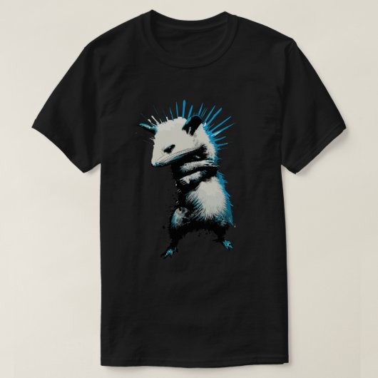 Funny Retro punk opossum Street art T-Shirt (Design vorne)