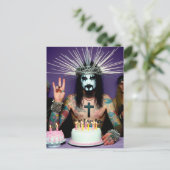 Funny Retro Punk Rock Gothday Party Jesus Postkarte (Stehend Vorderseite)