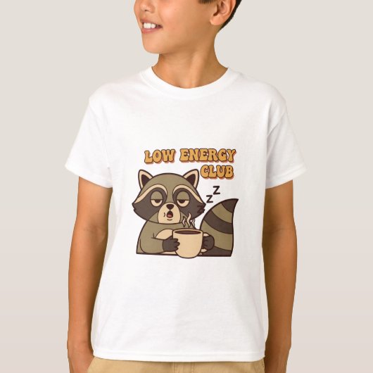 Funny Retro Raccoon Kids Low Energy T-Shirt (Vorderseite)