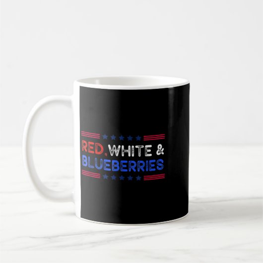 Funny Retro Red, White And Blueberries Patriot Kaffeetasse (Links)