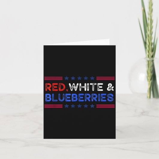 Funny Retro Red, White And Blueberries Patriot  Karte (Vorderseite)