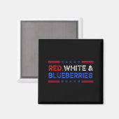 Funny Retro Red, White And Blueberries Patriot  Magnet (Vorderseite/Rückseite)
