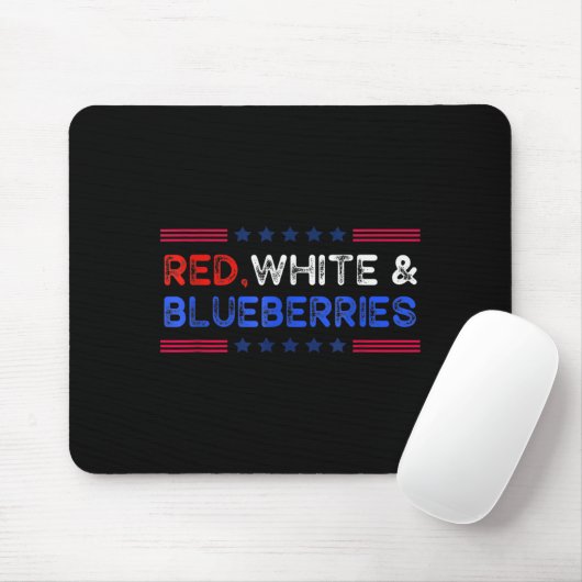Funny Retro Red, White And Blueberries Patriot  Mousepad (Mit Mouse)